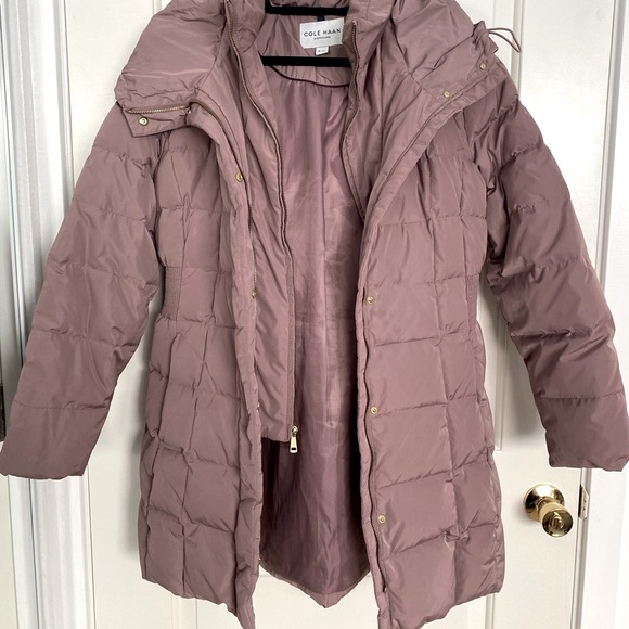 Cole Haan Hooded Down & Feather Jacket in Dusty Rose/Mauve - Size XL - Picture 4 of 6